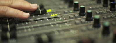 Audio console closeup at our Orlando studios.
